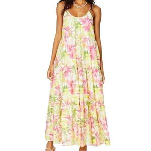 NWT Roller Rabbit Imza Dakota Floral Print Scoop Neck Tiered Maxi Dress Small
